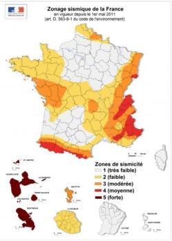 Carte sismique de la france